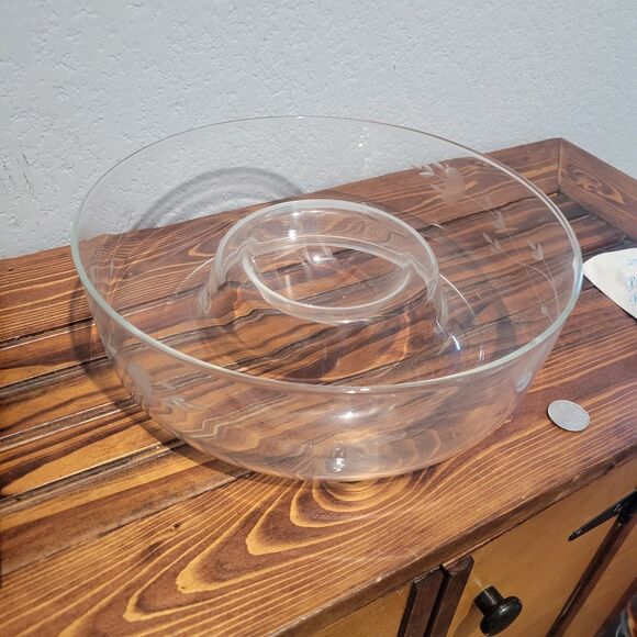 Princess House Clear Crystal Chip N Dip Bowl Handblown Cut Heritage Pattern 401 - Picture 4 of 7